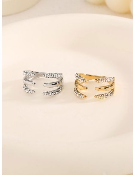 Dreifach-Band-Ring mit Zirkonia