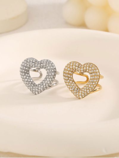 Anillo corazón con circonitas