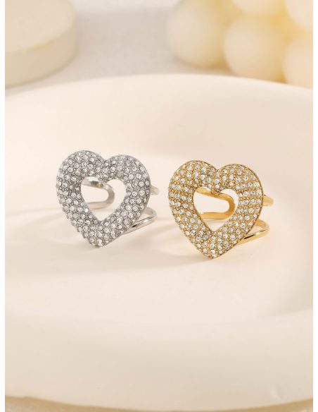Anillo corazón con circonitas