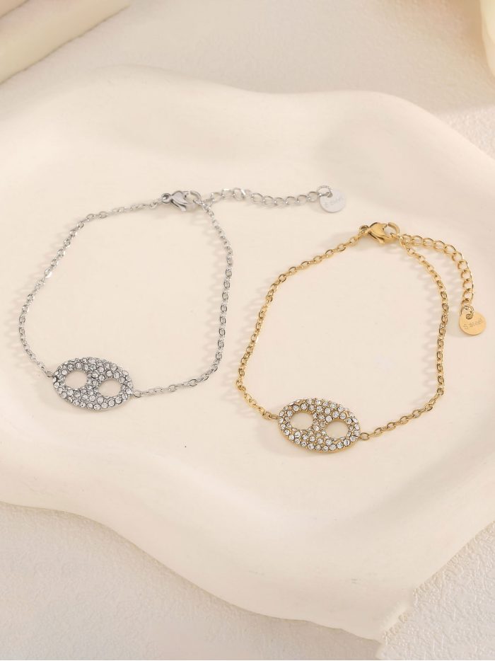 Pulsera cadena ovalada con circonitas