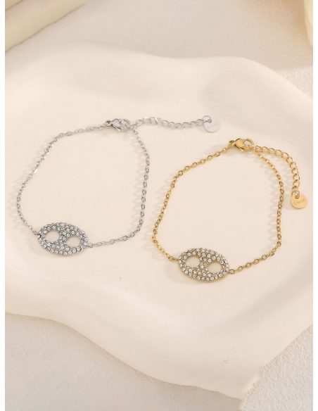 Pulsera cadena ovalada con circonitas