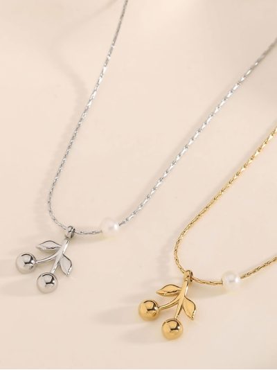 Collar cerezas detalle perla 2