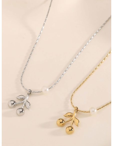 Collar cerezas detalle perla