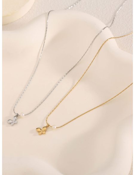 Collar mariposa detalle perla