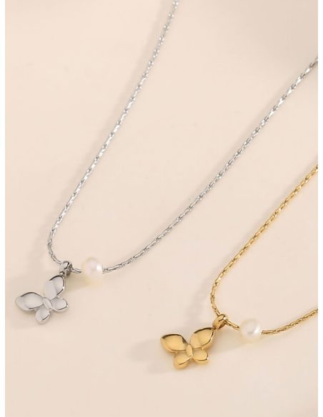 Collar mariposa detalle perla