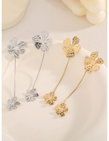 Pendientes largos flores martilladas