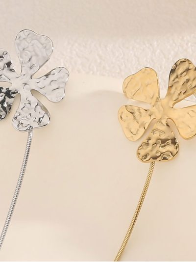 Pendientes largos flores martilladas 2