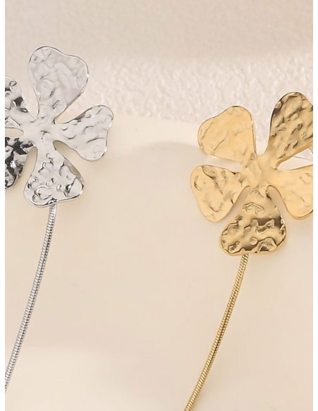 Pendientes largos flores martilladas
