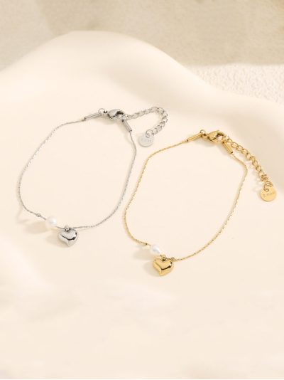 Pulsera charm corazón detall perla