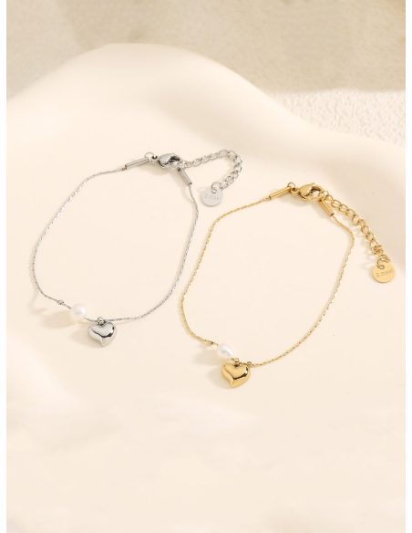 Pulsera charm corazón detall perla