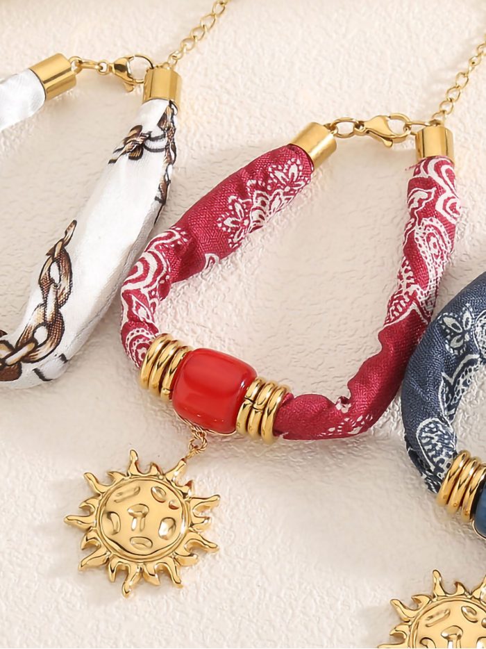 Pulsera pañuelo estampado charm sol