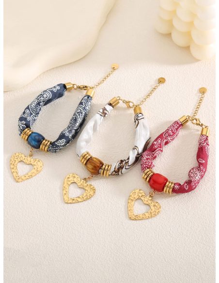 Pulsera pañuelo estampado charm corazón