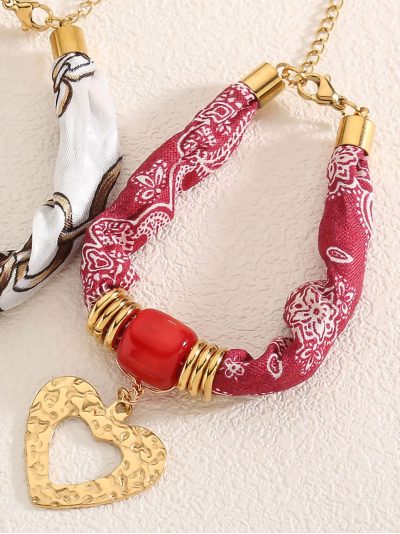 Pulsera pañuelo estampado charm corazón 2
