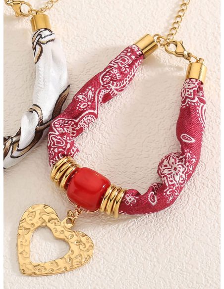 Pulsera pañuelo estampado charm corazón