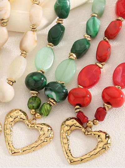 Collar cuentas colgante corazón 2