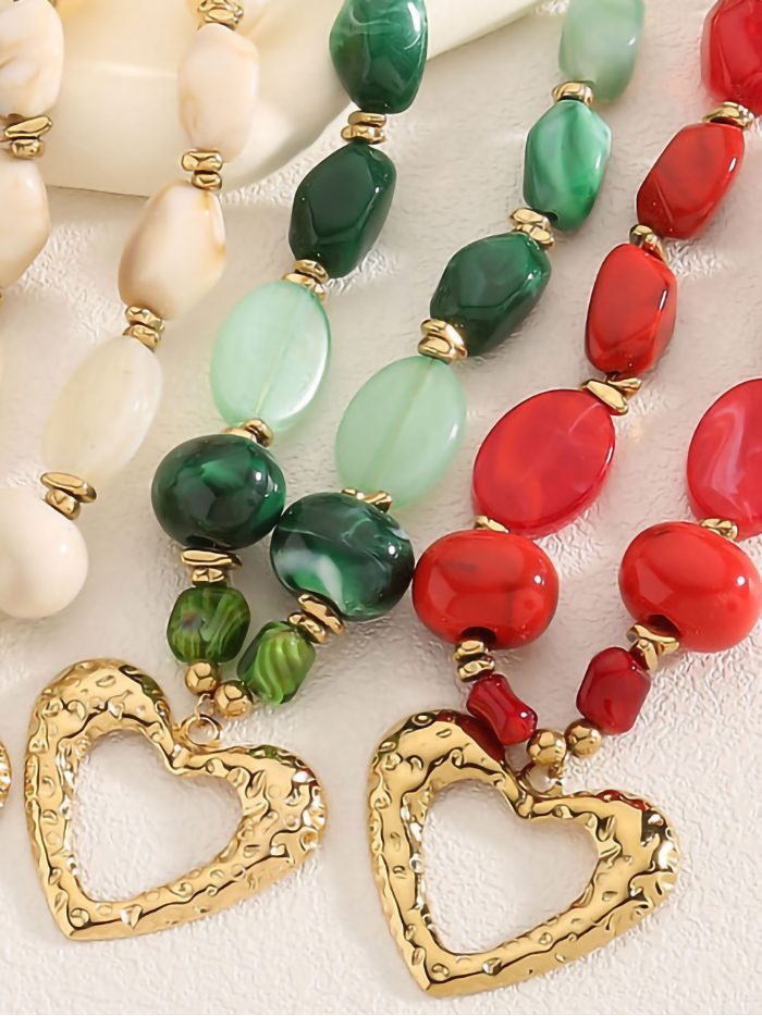 Collar cuentas colgante corazón