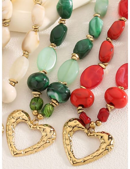 Collar cuentas colgante corazón