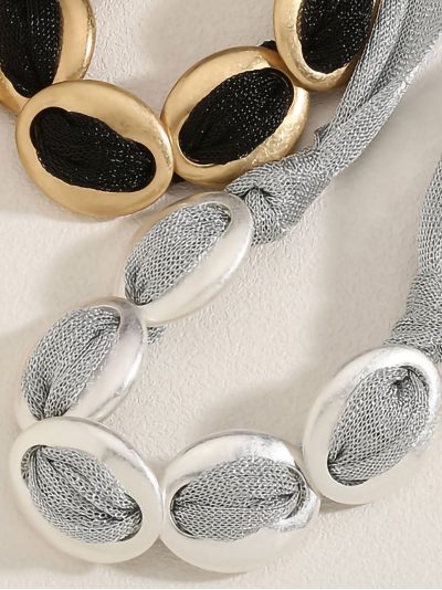 Collar gargantilla malla con anillas doradas 2