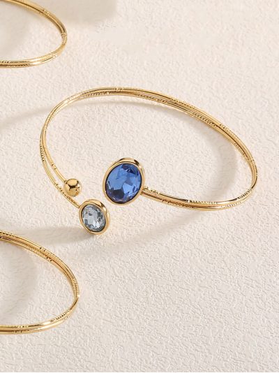 Pulsera abierta con circonitas de colores 2