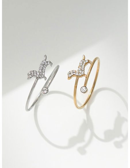 Anillo perro salchicha con circonitas