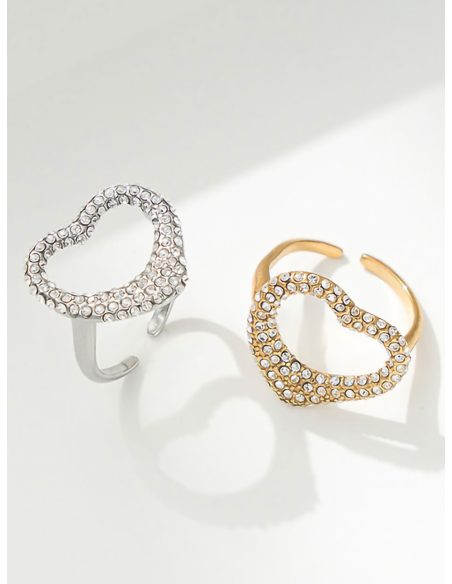 Anillo corazón con circonitas