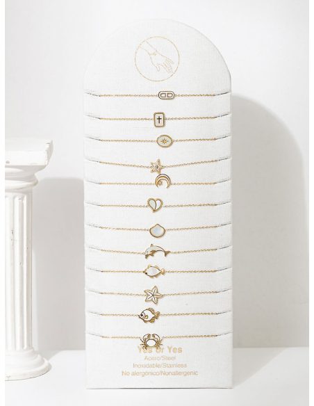 Conjunto de 12 pulseras con colgantes de nácar - Expositor incluido