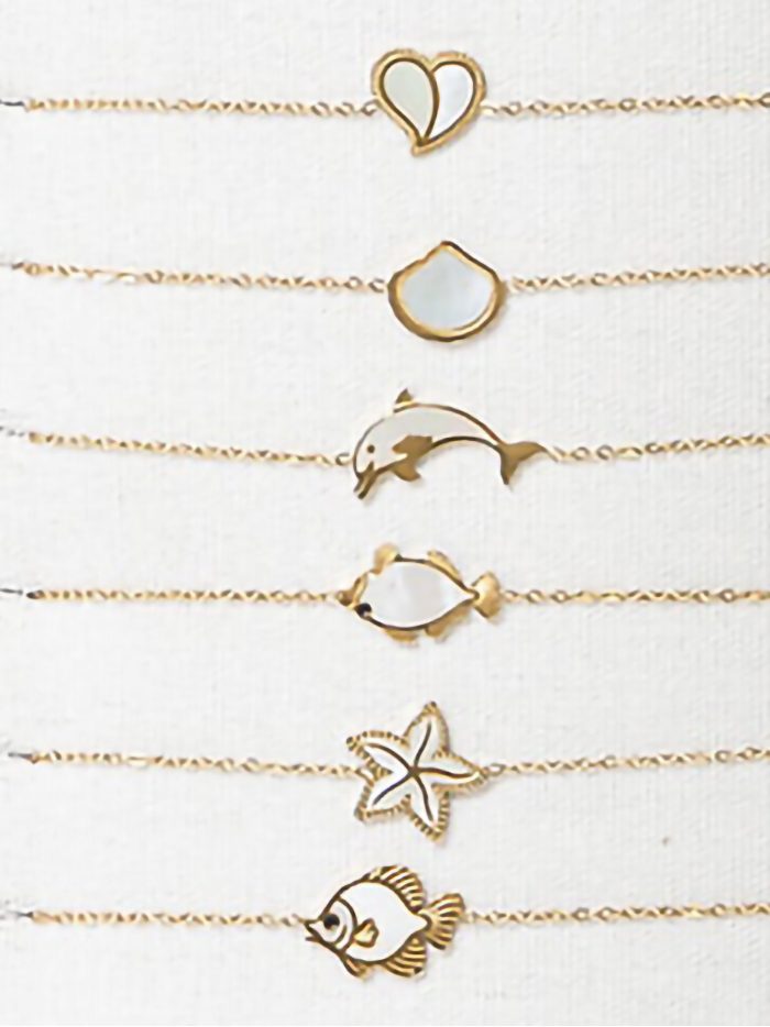 Conjunto de 12 pulseras con colgantes de nácar - Expositor incluido