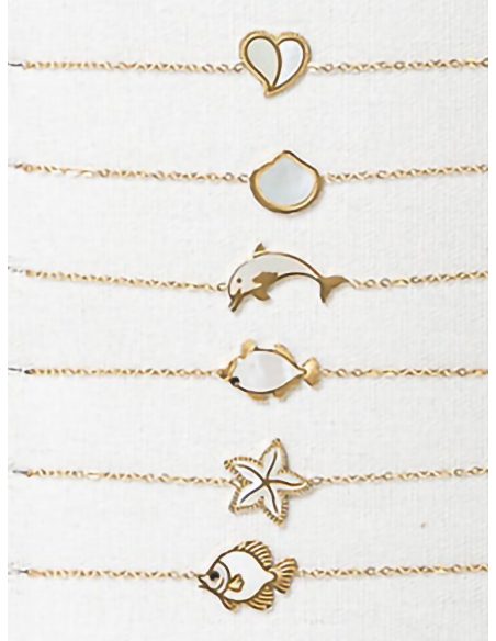 Conjunto de 12 pulseras con colgantes de nácar - Expositor incluido