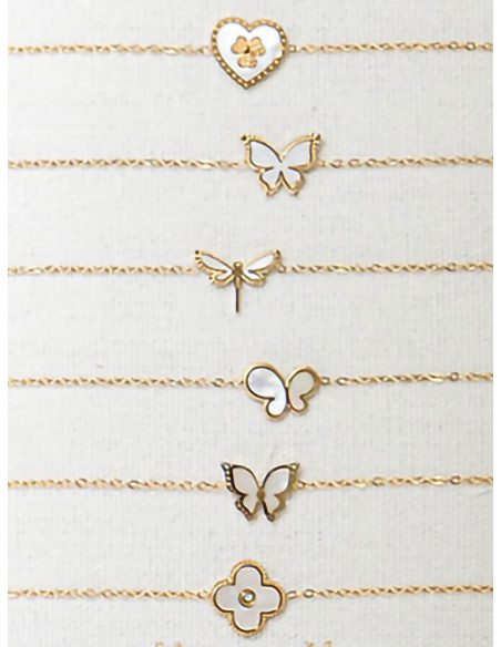 Conjunto de 12 pulseras con colgantes de nácar - Expositor incluido