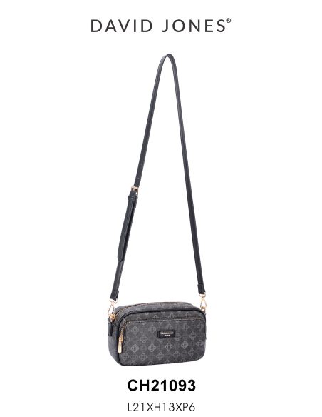 Umhängetasche mit Doppelreißverschluss und bedrucktem Muster