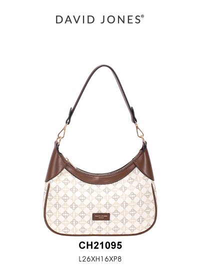 Bolso hobo con estampado y ribetes en contraste