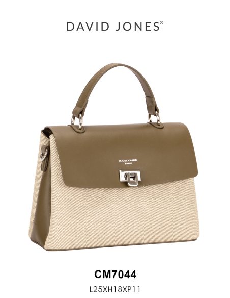 Bolso de mano bicolor solapa y cierre metálico