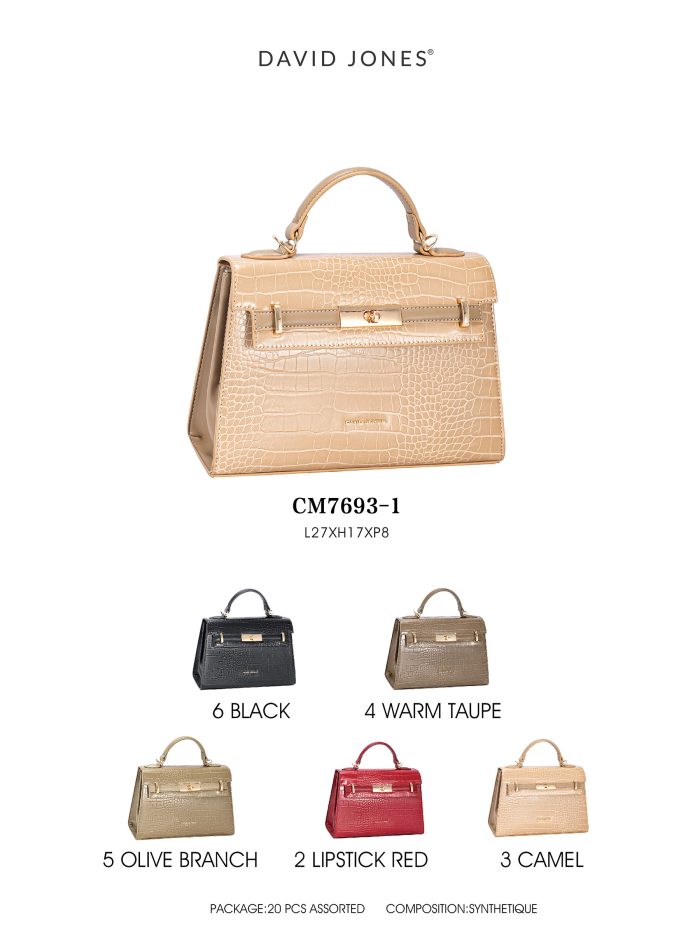 Bolso de mano efecto cocodrilo con cierre metálico