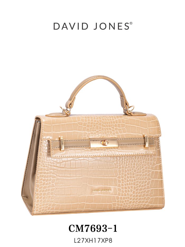 Bolso de mano efecto cocodrilo con cierre metálico