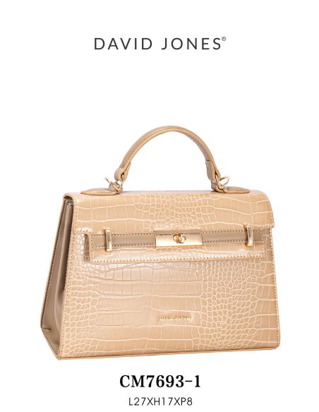 Bolso de mano efecto cocodrilo con cierre metálico