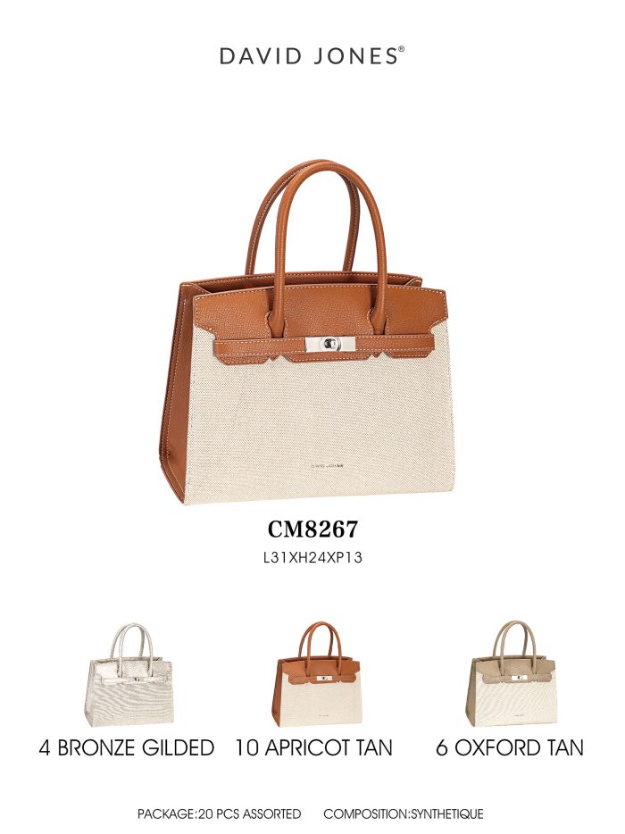 Bolsa tote bicolor com fecho giratório.