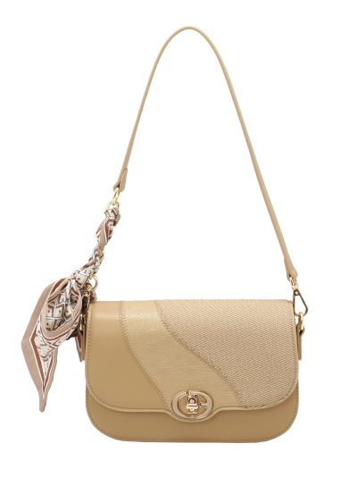 Bolso de hombro combinado pespuntes solapa