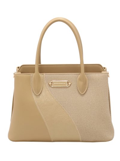 Bolso de mano combinado pespuntes