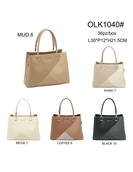 Bolso de mano combinado pespuntes