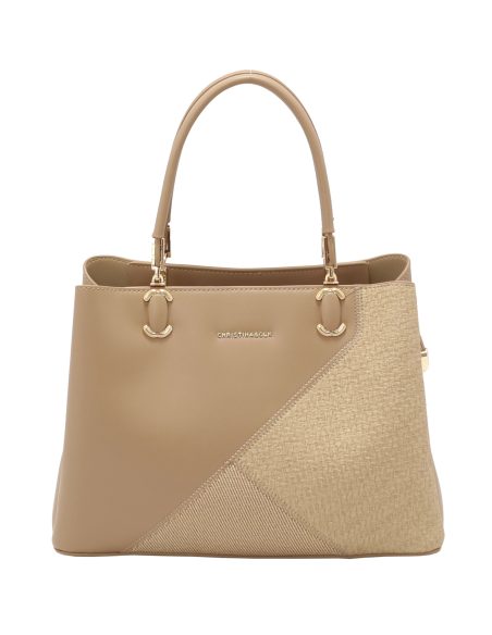 Bolso de mano combinado pespuntes