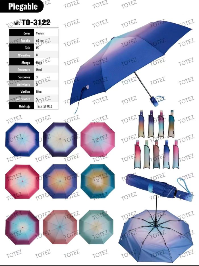 Paraguas plegable tie-dye automático antiviento