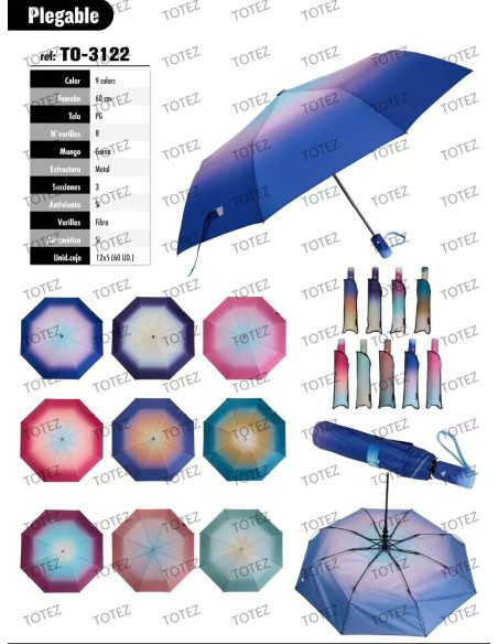 Paraguas plegable tie-dye automático antiviento