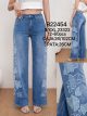 Jeans wide leg apliques florales