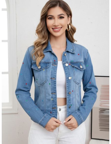 Cazadora denim lunares bordados