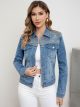 Embroidered denim jacket with rhinestone