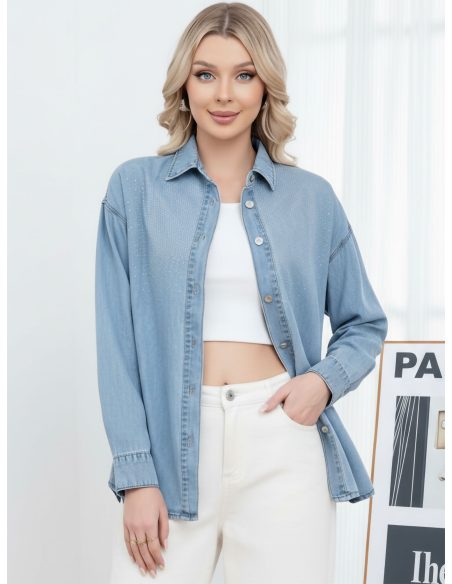 Sobrecamisa denim strass
