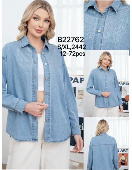 Sobrecamisa denim strass