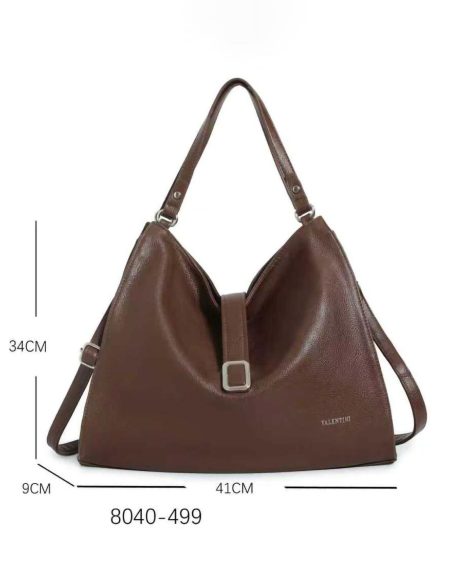 Bolsa hobo efeito pele com fivela central.