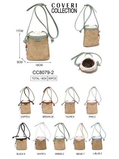 Bolso saco efecto rafia mini cierre fruncido 2