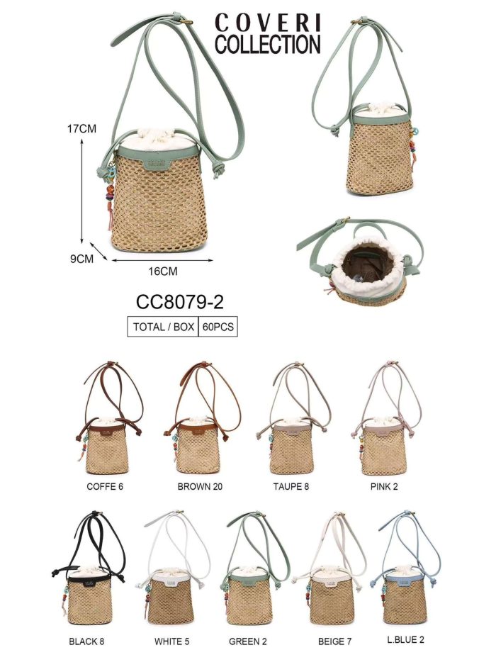 Bolso saco efecto rafia mini cierre fruncido